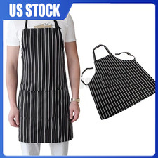 1Pc Kitchen Aprons Striped Cooking Chef Adjustable Bib Apron with 2 Pockets Mutfak Önlüğü price