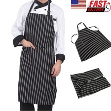 1Pc Adjustable Chef Apron with Two Pockets Striped Kitchen Bib for Men and Women Mutfak Önlüğü price