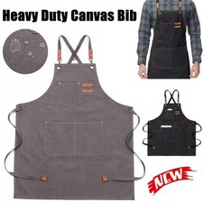 Heavy Duty Canvas Kitchen Chef Cooking Apron Cross-Back Adjustable Bib Work BBQ Mutfak Önlüğü price