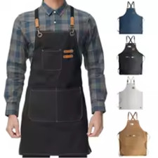 Men Women Thick Canvas Bib Apron for Kitchen Cooking Workshop Heavy Work Apron Mutfak Önlüğü price