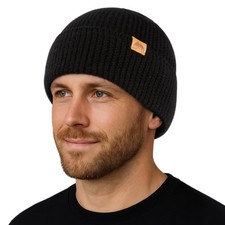 TOP-EX 100% Merino Wool Winter Beanie for Men and X-Large-XX-Large, Black Bere & Kep (Outdoor) price