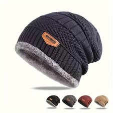 Warm Fleece Lined Knit Beanie Mens, Woman, Winter Slouch Skull Cap Thermal Bere & Kep (Outdoor) price