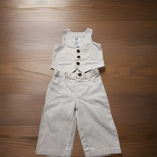 Just One You by Carter's Boys 2pc Vest & Pants Set 3M Cotton Stripe Pockets Bebek Yeleği price