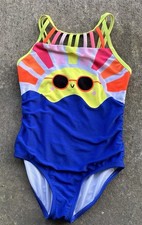 Cat & Jack One Piece Swimsuit Smiley Face Sz M 7-8 Sunshine Sunglasses Blue Kız Çocuk Plaj Giyimi price