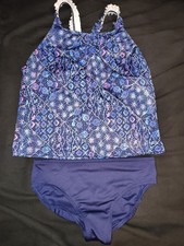 Lands' End Girls' Bikini Set L /XL 10-12 / 14-16 Blue Swimsuit - See Description Kız Çocuk Plaj Giyimi price