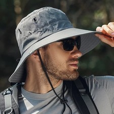 Mens Sun Hat Wide Brim Waterproof UV Protection Safari Bucket Fishing Hiking NEW Erkek Şapkası price