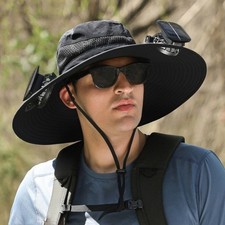 NEW Solar Powered Fan Hat Wide Brim Sun Hat Fishing Cap Outdoor Camping Work Erkek Şapkası price