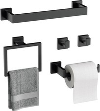 5Pcs Matte Black Bathroom Hardware Set Stainless Steel Towel Bar Racks Hooks Havlupan price