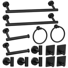 14 Pcs Black Bathroom Hardware Set Stainless Steel Towel Bar Towel Racks Hooks Havlupan price