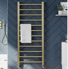Brushed Brass Heated Towel Rail Straight Bathroom Ladder Radiator Gold - 3 Sizes Havlupan price