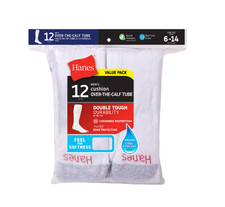 Hanes Men's Double Tough Durability Over-the-Calf Tube Socks, 12-Pack Erkek Çorabı price