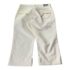Z Cavaricci Women’s White Stretch Capri Jeans Cuffed Hem Size 16 Y2K Denim Pants Bayan Jeans / Kot Pantolon price