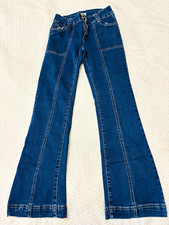 BLEU Women's Flared Blue Denim Jeans Medium Wash 5-Pocket Zip Button Bayan Jeans / Kot Pantolon price