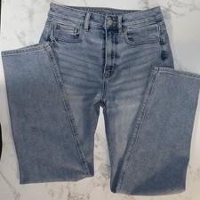American Eagle Women’s Mom Jeans High Rise Light Wash Blue Stretch Pockets 2 Bayan Jeans / Kot Pantolon price