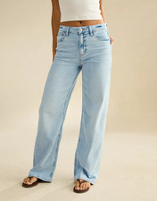 AE Super High-Waisted Baggy Wide-Leg Jean Bayan Jeans / Kot Pantolon price