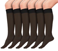 Sheer Knee High Socks, 6 Pairs 20D Premium Silky Soft Nylon Stocking Control Top Diz Altı Çorap / Pantolon Çorabı price