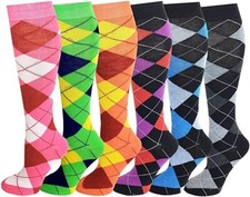 Sumona Women 6 Pairs Fancy Argyle Design Classic Knee High Socks Diz Altı Çorap / Pantolon Çorabı price
