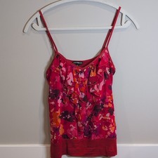 *Call-Out* Express XS Pink/Red Floral Ruffle Cami Tank Adj Straps Scoop Neck Tesettür Tunik price