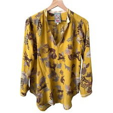 Johnny Was Taly Astrid Tunic 100% Silk Safari Print XS Womens Tesettür Tunik price