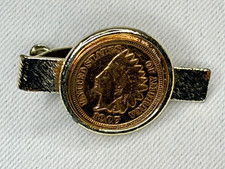 Vintage Swank Gold Tone Men Tie Clip Bar Genuine 1907 United States Indian Head Kravat İğnesi price