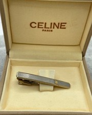 CELINE Paris Tie Clip Bar Gold Plated Triomphe Logo Mens Vintage Accessories Box Kravat İğnesi price
