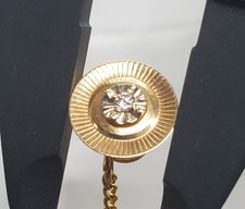 14K Solid Yellow Gold Center 2.5mm Diamond Tie Tack ~0.5” Pin 1.17g Kravat İğnesi price