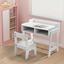 White Kids Study Desk and Chair Set with Storage, MDF, 60.5*41.5*50cm Çocuk Çalışma Masası price
