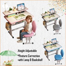 Kids Desk and Chair Set for Bedroom, Height Adjustable Student Study Desk w/Lamp Çocuk Çalışma Masası price