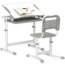 Height Adjustable Kids Desk and Chairs Set with Tilt Desktop, Gray Çocuk Çalışma Masası price