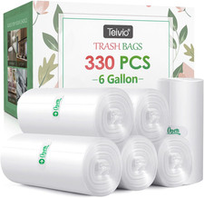 6 Gallon 330 Counts Strong Trash Bags Garbage Bags by , Bathroom Trash Can Bin L Trash Bins price