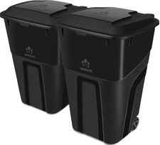 32-Gallon Wheeled Trash Can with Lid 2 Pack Heavy-Duty Outdoor Bins Trash Bins price