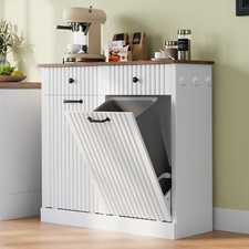 Double Tilt Out Trash Can Cabinet, 20 Gallon Fluted Laundry Hamper Cabinet Trash Bins price