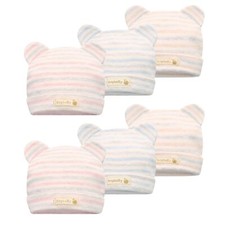 6pcs Newborn Baby Bear Ears Striped Beanie Hat Infant Boy Girls Cotton Caps Set Bebek Beresi price