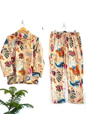Soft Cotton Sleepwear | Button Front PJ Set | Tropical Floral Print Gift for her Kadın Pijama price