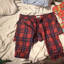 Kendall And Kylie Women's XL Red/Navy Plaid Drawstring Lounge Pajama Pants Kadın Pijama price