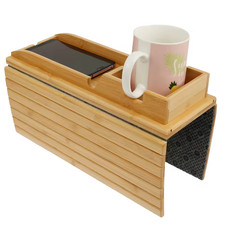 Couch Cup Holder Bamboo Wood Sofa Armrest Tray Foldable Sofa Cup Holder Anti-Sli Orta Sehpa price