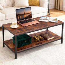 Rustic Brown Coffee Table for Living Room 2-Tier Coffee Tables With Storage Orta Sehpa price