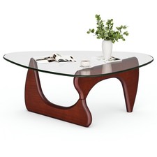 Used Noguchi Style Coffee Table Triangle Glass Top Premium Solid Hardwood Base Orta Sehpa price
