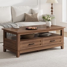 GRAVEE 47" Farmhouse Coffee Table with 2 Drawers Wood Center Storage Shelf Orta Sehpa price