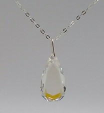 Made w/ Sterling Silver Swarovski Crystal Glacier Blue Teardrop Pendant Necklace Swarovski Kolye price