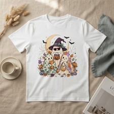 Cute Halloween Ghost Shirt, Spooky Pumpkin Witch Tee, Retro Boo Crew T-Shirt Erkek Çocuk Gömlek price