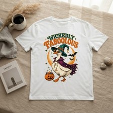 Wickedly Faboolous Goose Shirt, Cute Witch Halloween T-Shirt, Spooky Season Tee Erkek Çocuk Gömlek price