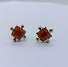 Carnelian Stud Earrings 925 Sterling Silver With Gold Plated Jewelry Altın & Gümüş Piercing price