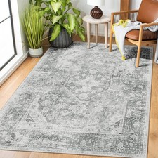 Grey Rug 3x5 Washable Area Rugs Small Low Pile Non Slip Floral Salon Halısı price