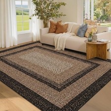 Farmhouse Printed 8x10ft Brown Black Rug Washable Non Slip Living Dining Bedroom Salon Halısı price