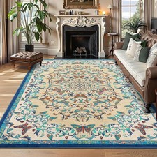 Geometric Indigo 5x7 ft Area Rug Washable Non Slip Living Dining Room Nursery Salon Halısı price