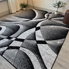 Large Contemporary Area Rugs Carpet Living Room Rugs 5’x7’ Gray/Black Salon Halısı price