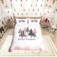 Christmas Kids Duvet Cover Set (No Comforter) Pink Plaid Xmas Full Xmas 15 Bebek Nevresim Takımı price