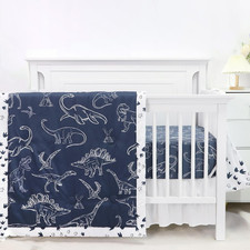 Dinosaur Crib Bedding Set for Boys, 4 Pieces Blue Baby Nursery Bedding Set for S Bebek Nevresim Takımı price