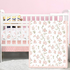 3 Pcs Pink Floral Baby Crib Bedding Set for Girls, Flower Baby Crib Sets for New Bebek Nevresim Takımı price